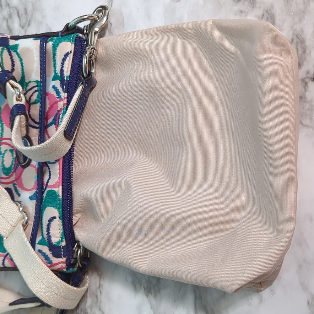Coach SIS Ikat Swingpack Crossbody F49495 SV/Multi Color Pink Green Blue - Picture 6 of 7